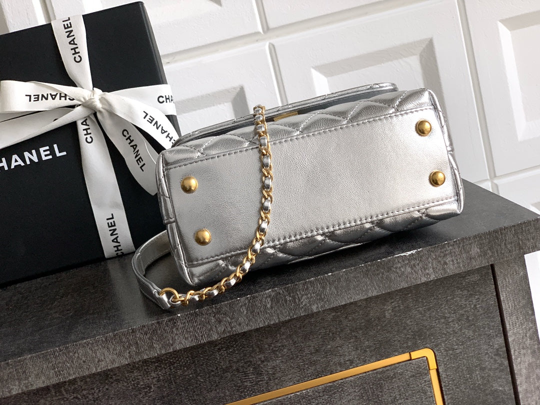 Chanel Coco Handle 19 Platinum Silver Gold Diamond Handle 25A