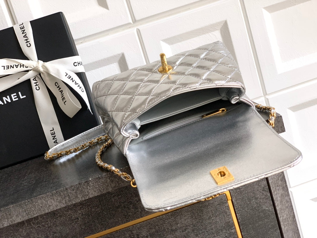 Chanel Coco Handle 19 Platinum Silver Gold Diamond Handle 25A