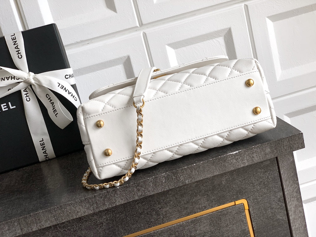 Chanel Coco Handle 23 Ivory White Gold Diamond Handle 25A
