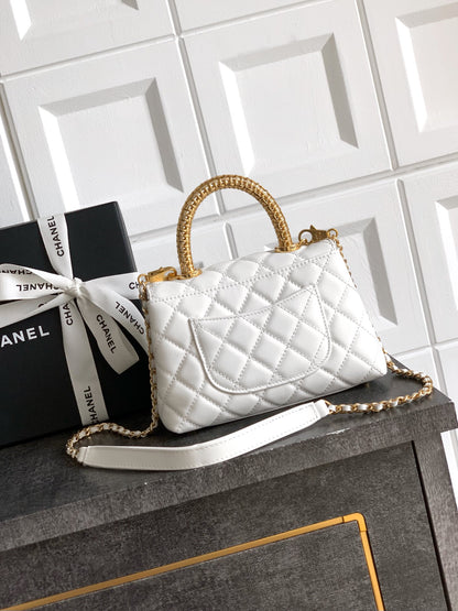 Chanel Coco Handle 19 Ivory White Gold Diamond Handle 25A