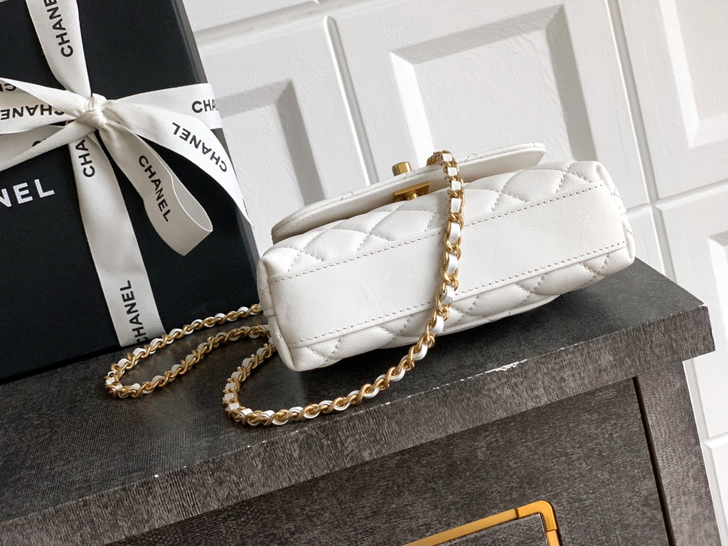Chanel Coco Handle Small 14 Ivory White Gold Diamond Handle 25A