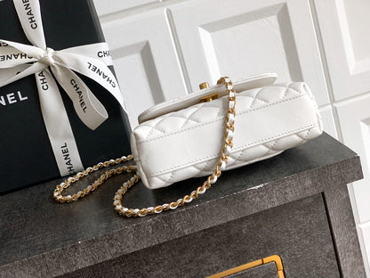 Chanel Coco Handle Small 14 Ivory White Gold Diamond Handle 25A