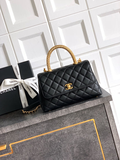 Chanel Coco Handle 23 Black Gold Diamond Handle 25A