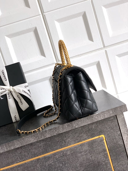 Chanel Coco Handle 23 Black Gold Diamond Handle 25A