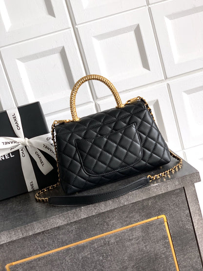 Chanel Coco Handle 23 Black Gold Diamond Handle 25A