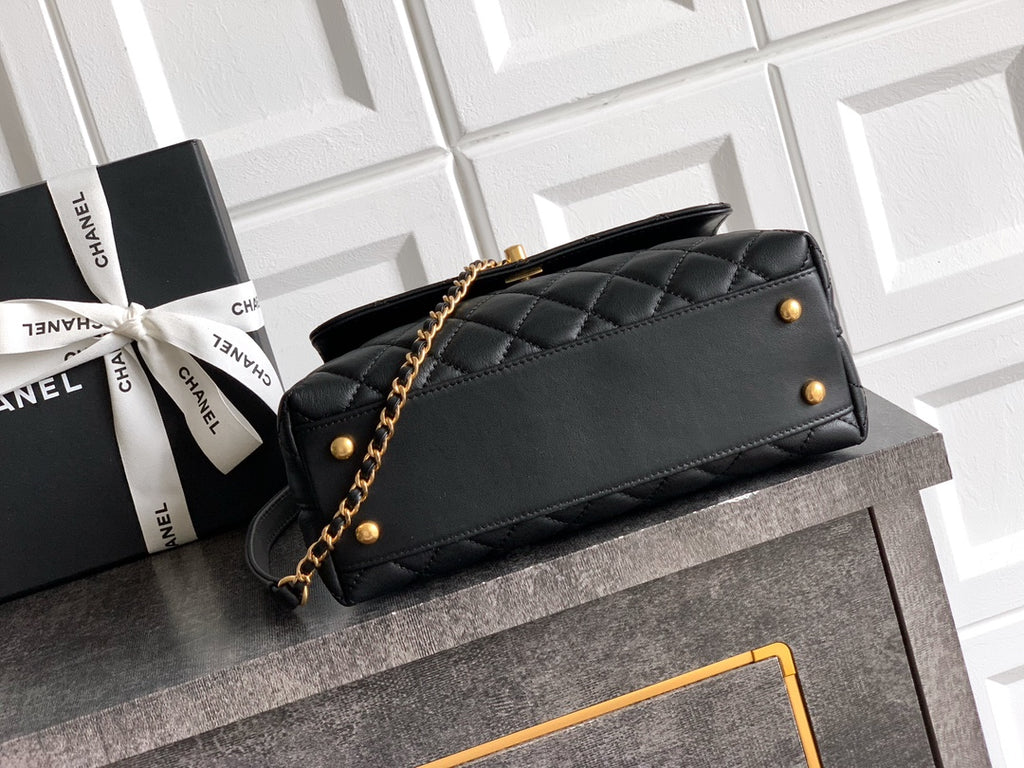 Chanel Coco Handle 23 Black Gold Diamond Handle 25A