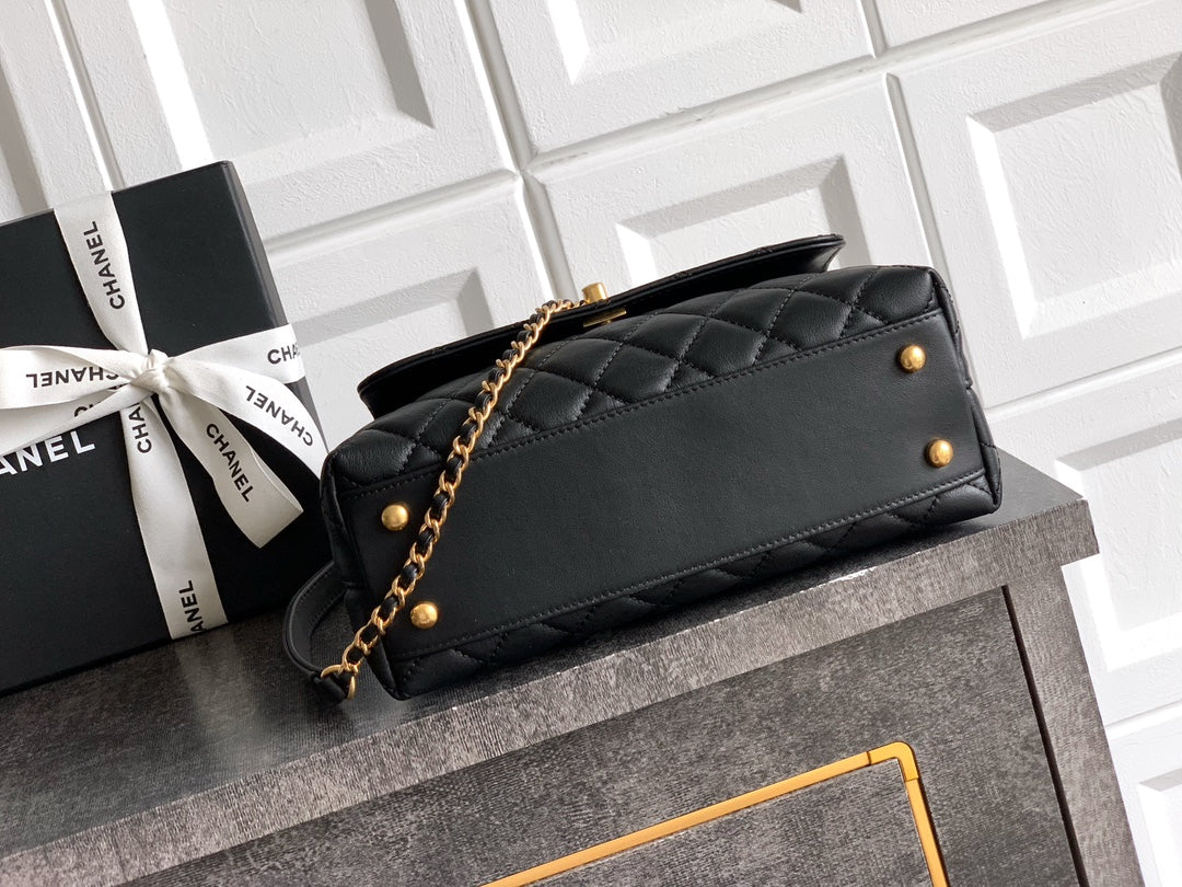 Chanel Coco Handle 23 Black Gold Diamond Handle 25A