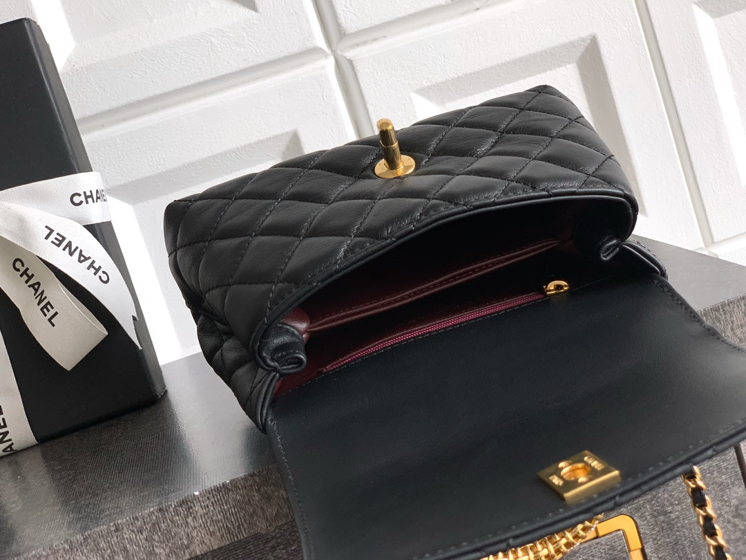 Chanel Coco Handle 19 Black Gold Diamond Handle 25A