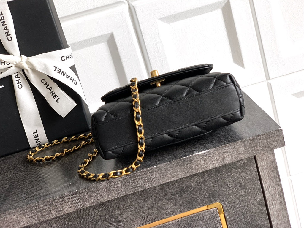 Chanel Coco Handle Small 14 Black Gold Diamond Handle 25A
