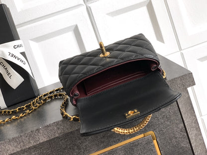 Chanel Coco Handle Small 14 Black Gold Diamond Handle 25A