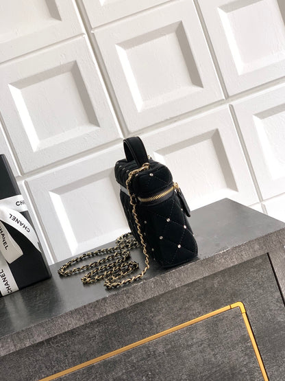 Chanel Vanity Case Black Velvet Crystal Embellished 25K