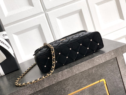Chanel Vanity Case Black Velvet Crystal Embellished 25K