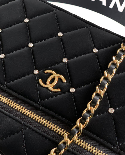Chanel Vanity Case Black Velvet Crystal Embellished 25K