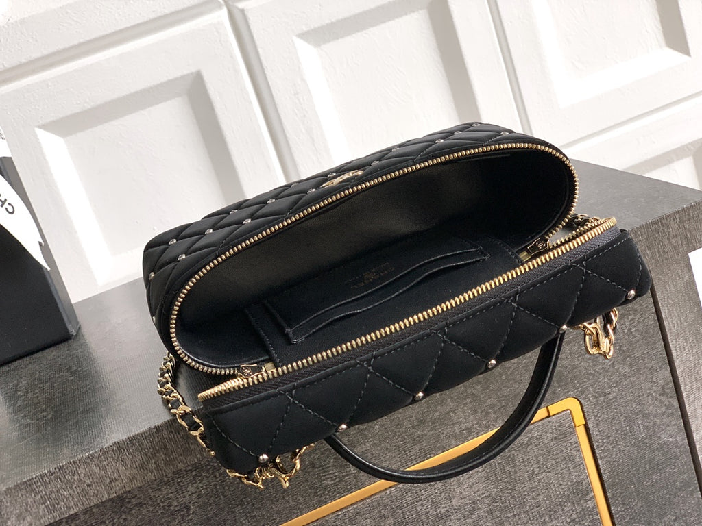 Chanel Vanity Case Black Velvet Crystal Embellished 25K