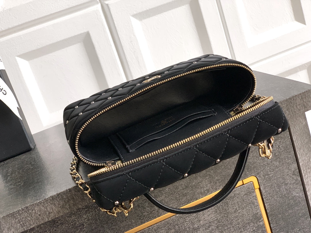 Chanel Vanity Case Black Velvet Crystal Embellished 25K
