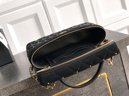 Chanel Vanity Case Black Velvet Crystal Embellished 25K