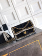 Chanel Classic Flap Small Black White Tweed Woven Gold Chain 25K