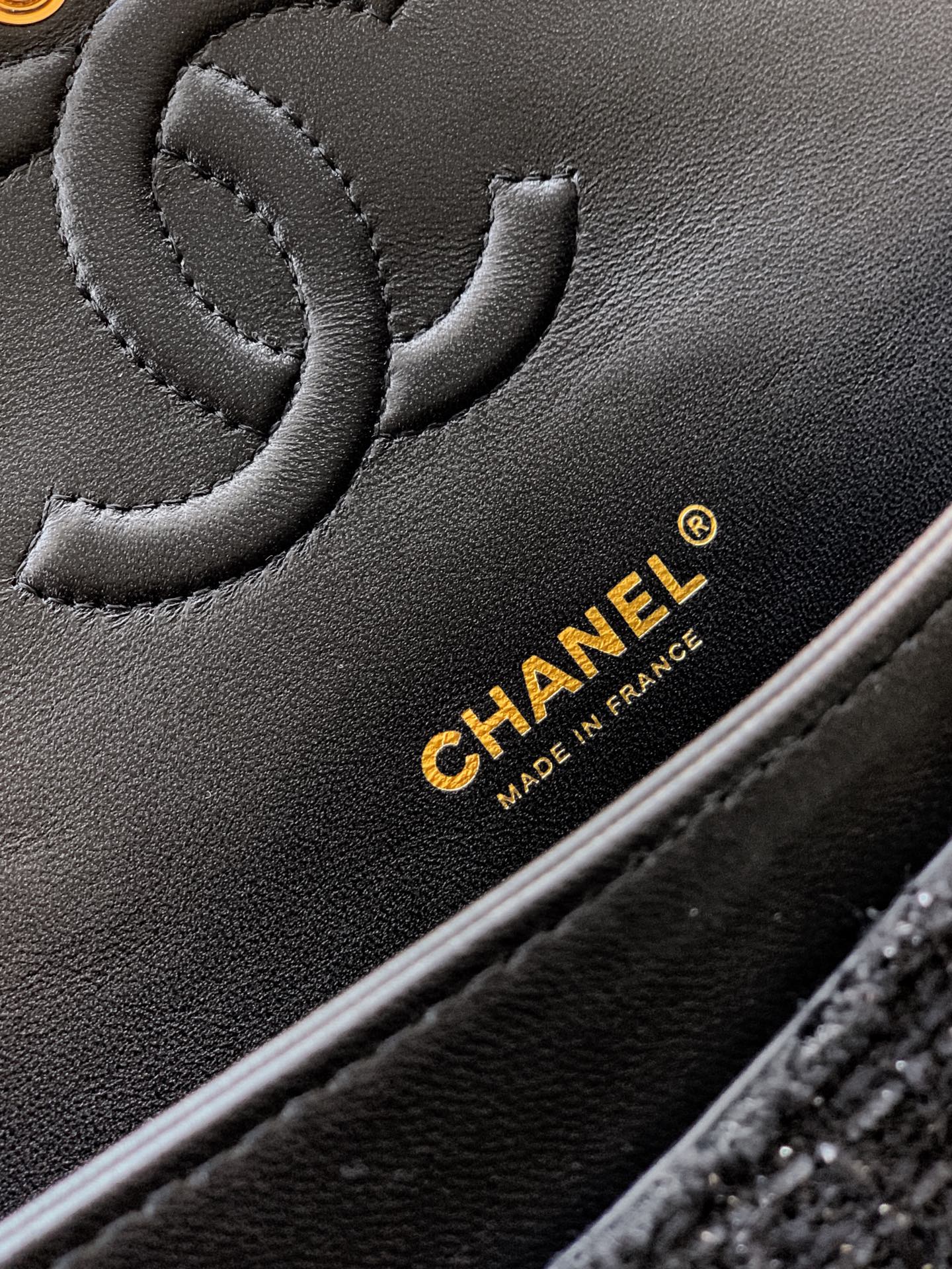 Chanel Classic Flap Small Black White Tweed Woven Gold Chain 25K