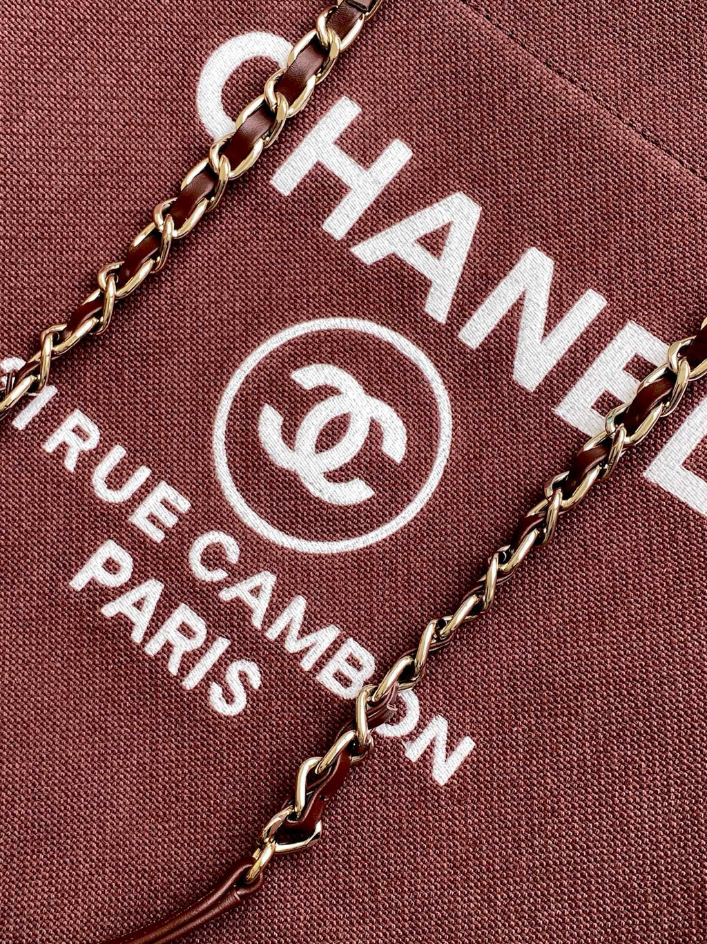 Chanel Deauville Tote Bag 38cm — Burgundy Canvas