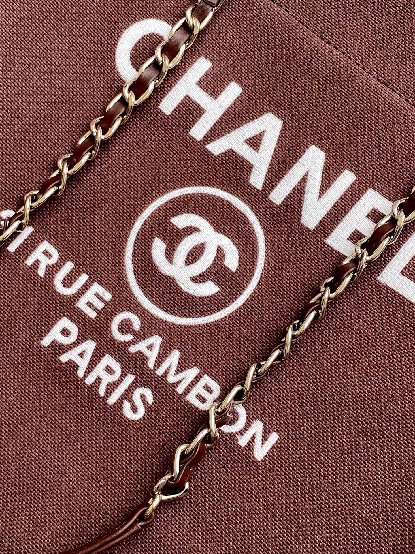 Chanel Deauville Tote Bag 38cm — Burgundy Canvas