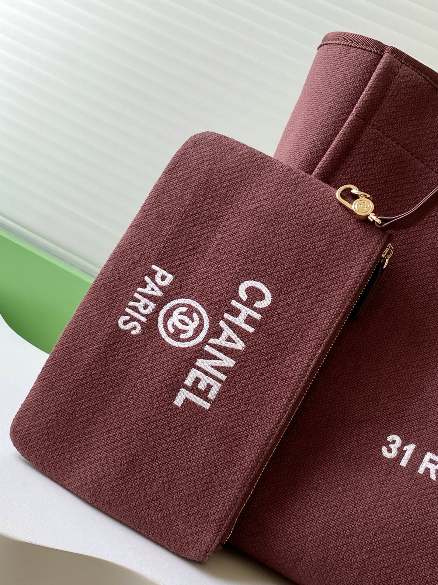 Chanel Deauville Tote Bag 38cm — Burgundy Canvas