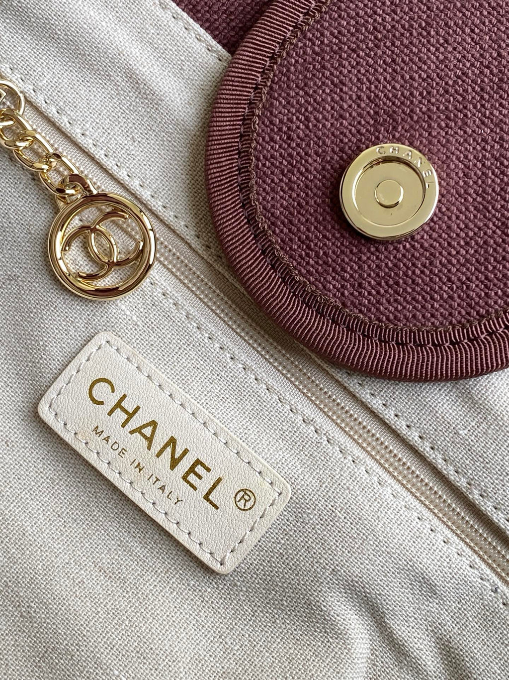 Chanel Deauville Tote Bag 38cm — Burgundy Canvas