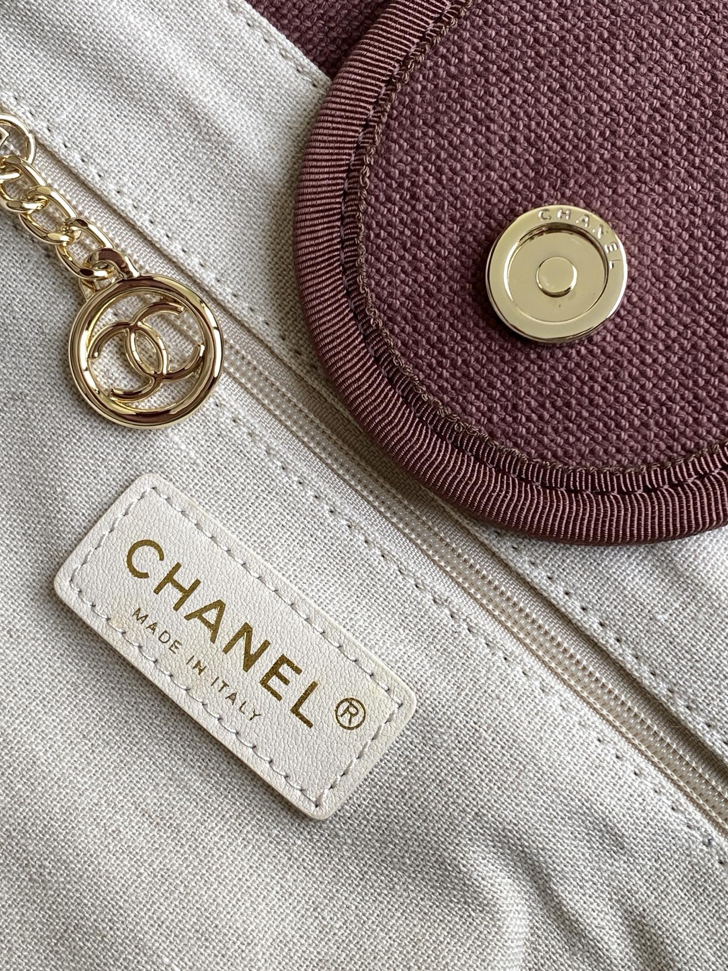 Chanel Deauville Tote Bag 38cm — Burgundy Canvas