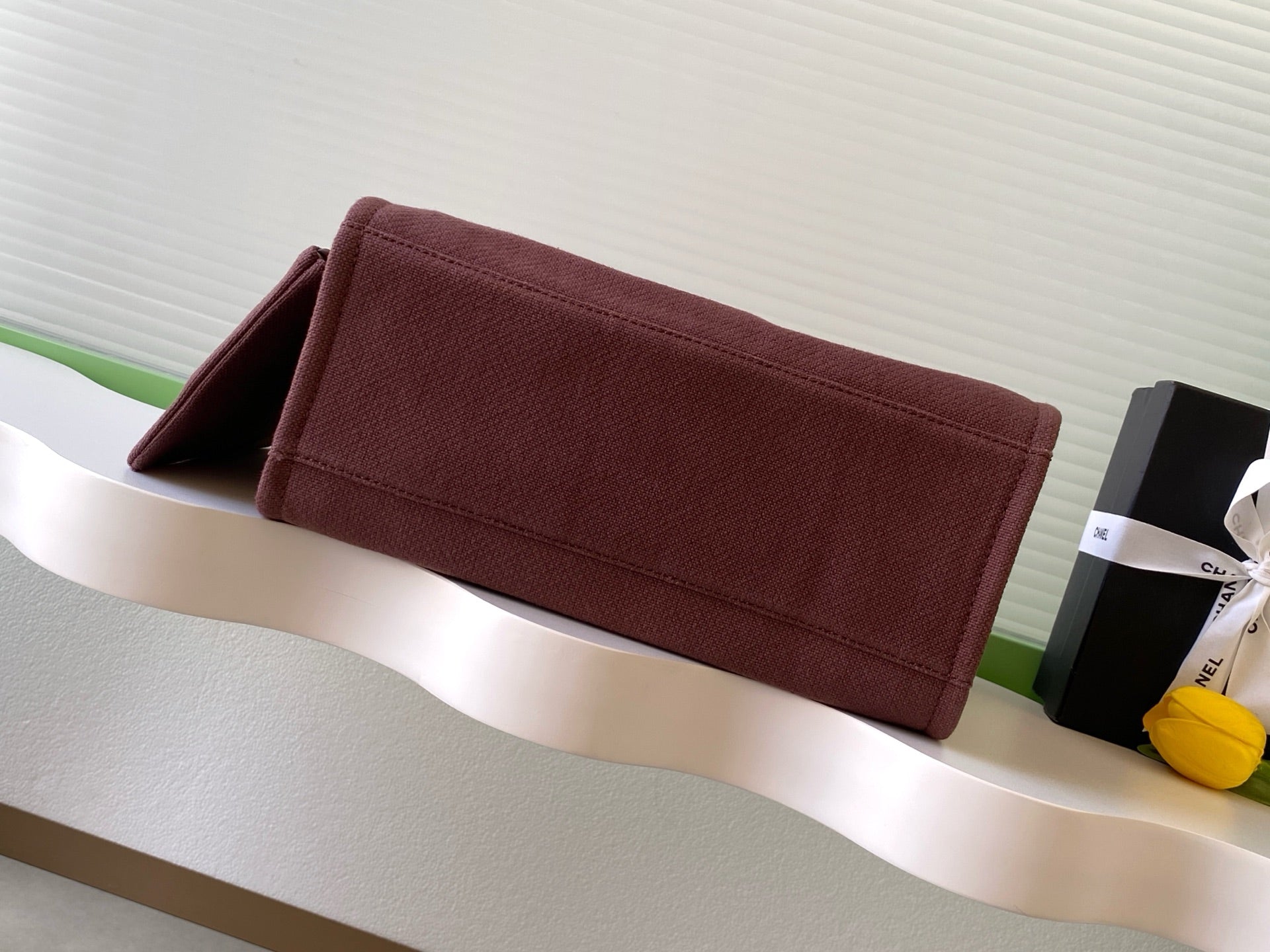 Chanel Deauville Tote Bag 33cm — Burgundy Cotton Canvas