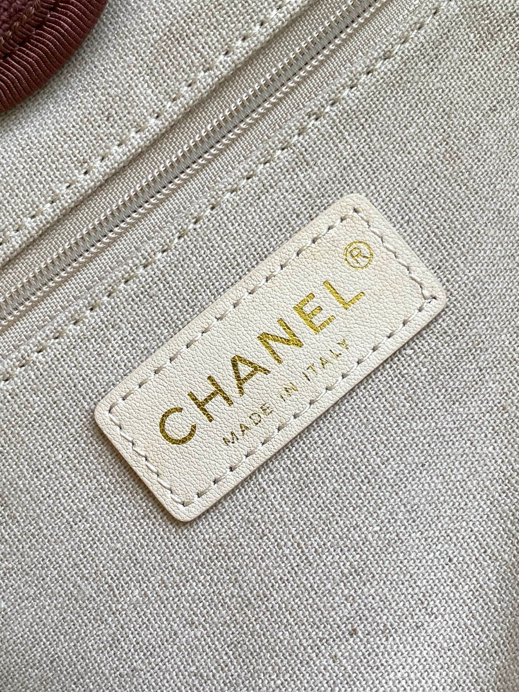 Chanel Deauville Tote Bag 33cm — Burgundy Cotton Canvas
