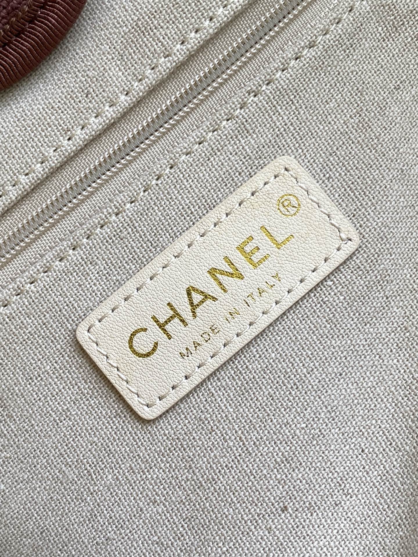 Chanel Deauville Tote Bag 33cm — Burgundy Cotton Canvas