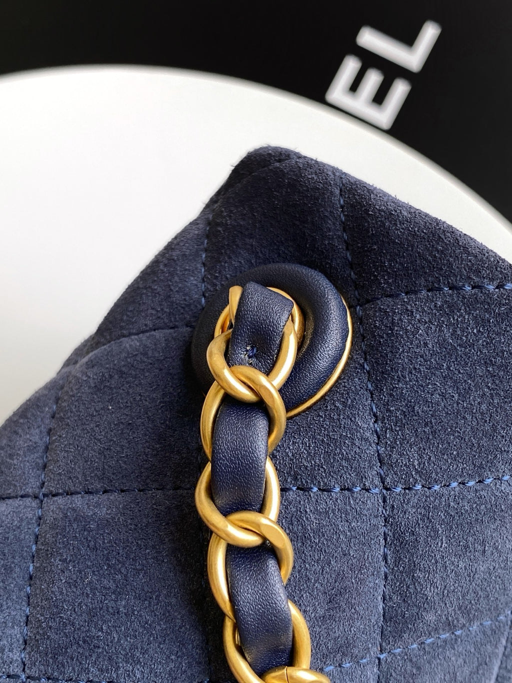 Chanel Classic Flap Bag Mini Navy Blue Suede 26C — 14x20x6cm
