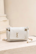 Saint Laurent Nolita Mini Flap Bag — White with Gold Hardware
