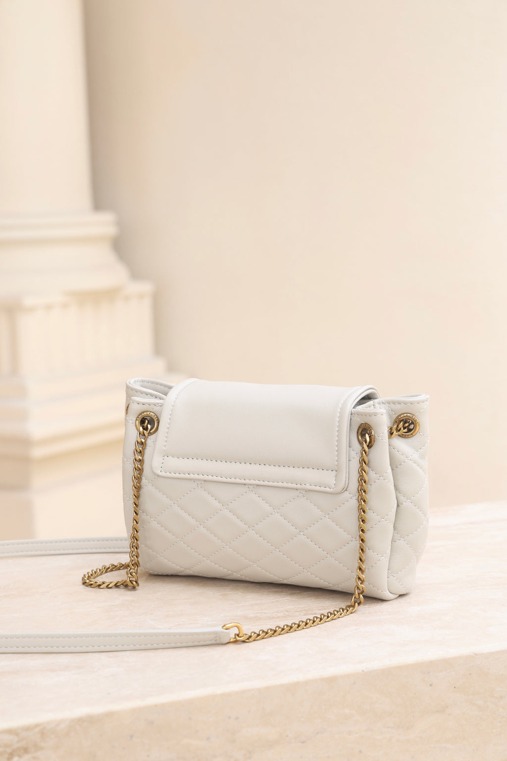Saint Laurent Nolita Mini Flap Bag — White with Gold Hardware