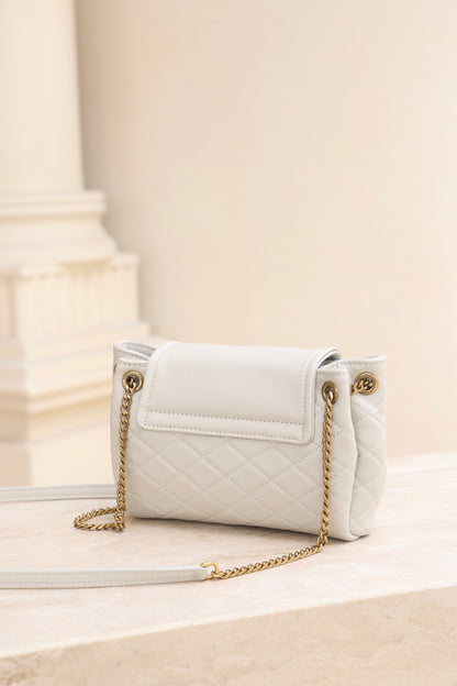 Saint Laurent Nolita Mini Flap Bag — White with Gold Hardware