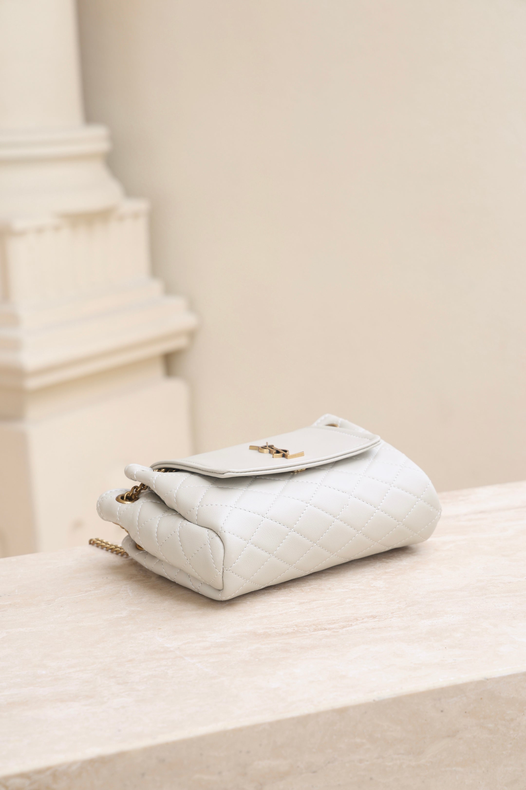 Saint Laurent Nolita Mini Flap Bag — White with Gold Hardware