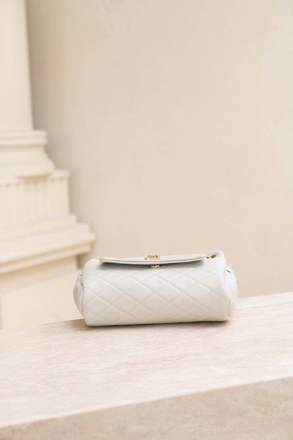 Saint Laurent Nolita Mini Flap Bag — White with Gold Hardware