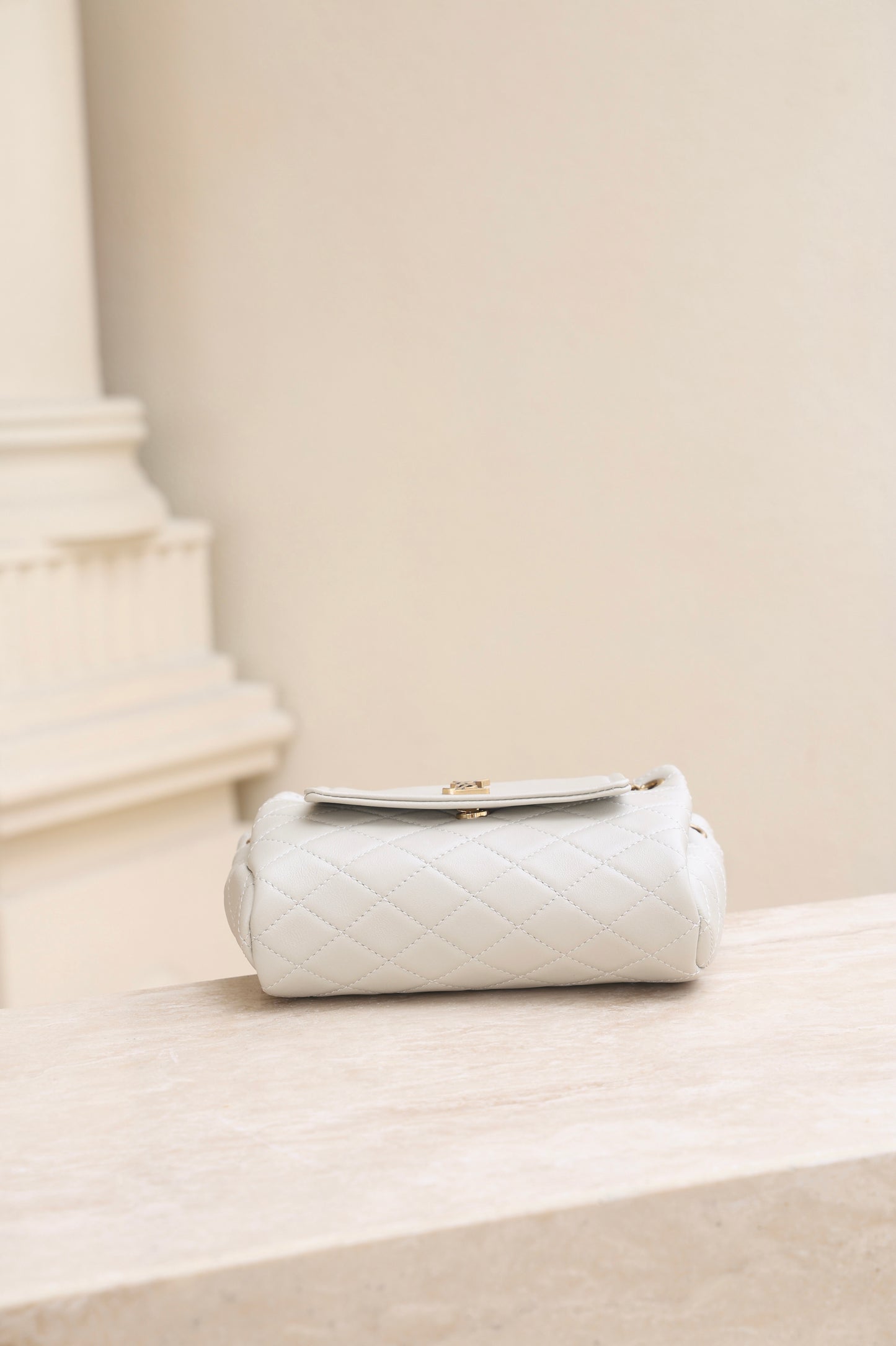 Saint Laurent Nolita Mini Flap Bag — White with Gold Hardware