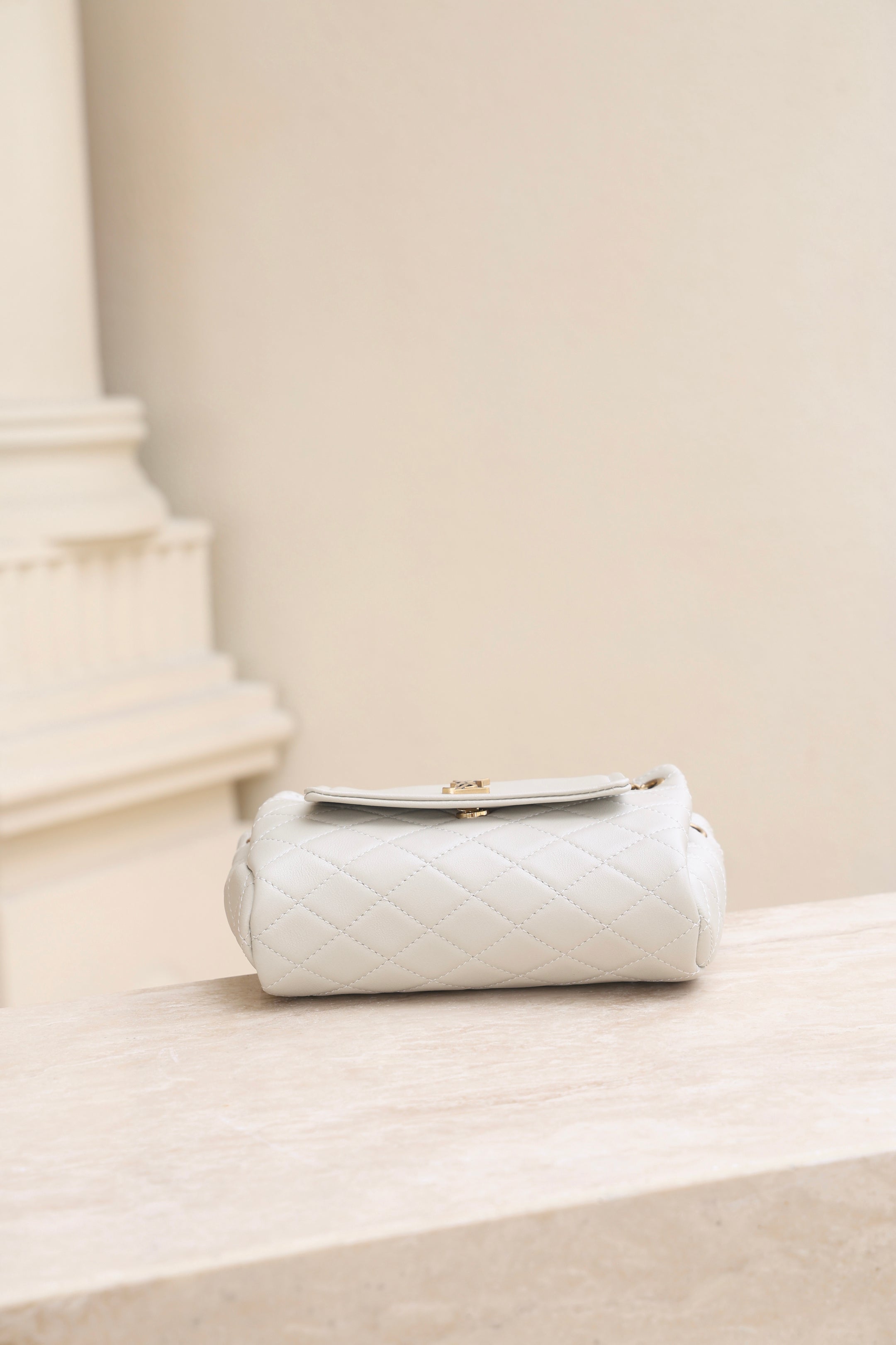 Saint Laurent Nolita Mini Flap Bag — White with Gold Hardware