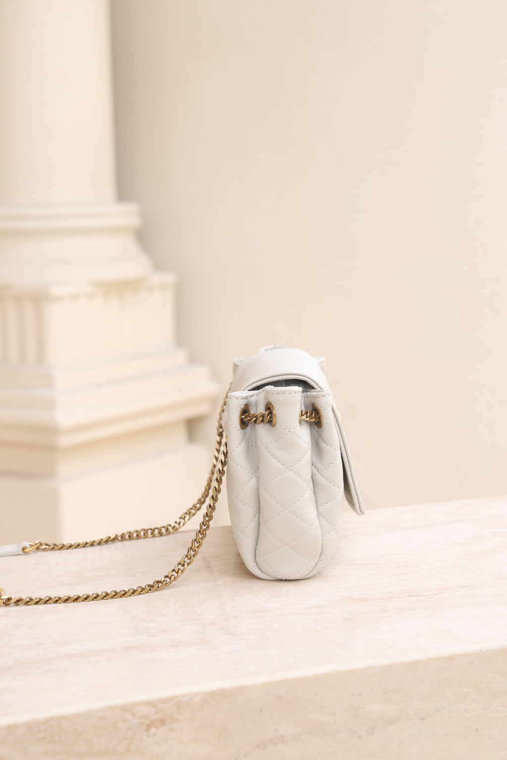 Saint Laurent Nolita Mini Flap Bag — White with Gold Hardware
