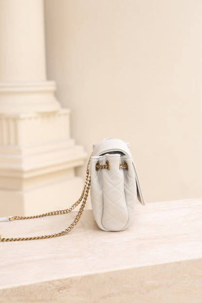 Saint Laurent Nolita Mini Flap Bag — White with Gold Hardware