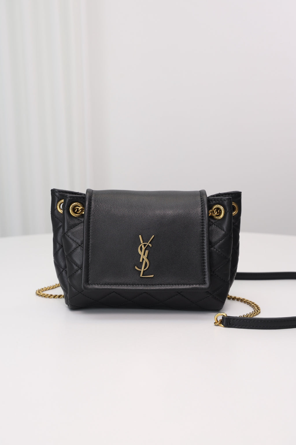 Saint Laurent Nolita Mini Flap Bag — Black with Gold Hardware