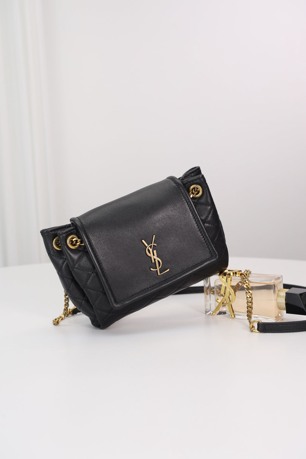 Saint Laurent Nolita Mini Flap Bag — Black with Gold Hardware