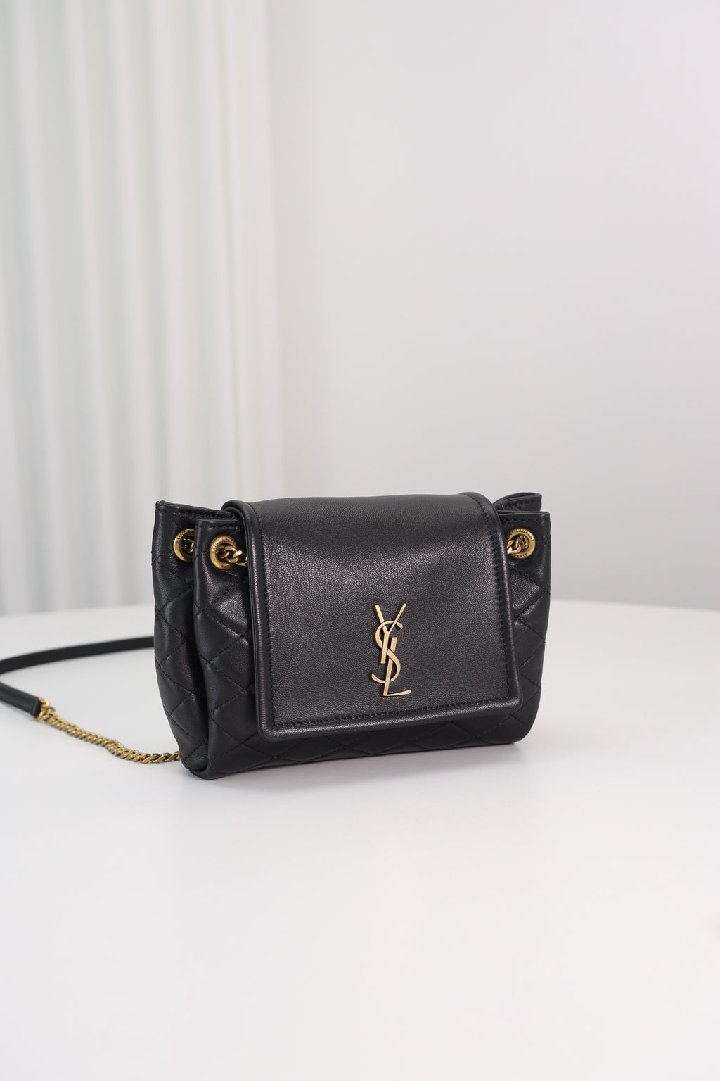 Saint Laurent Nolita Mini Flap Bag — Black with Gold Hardware