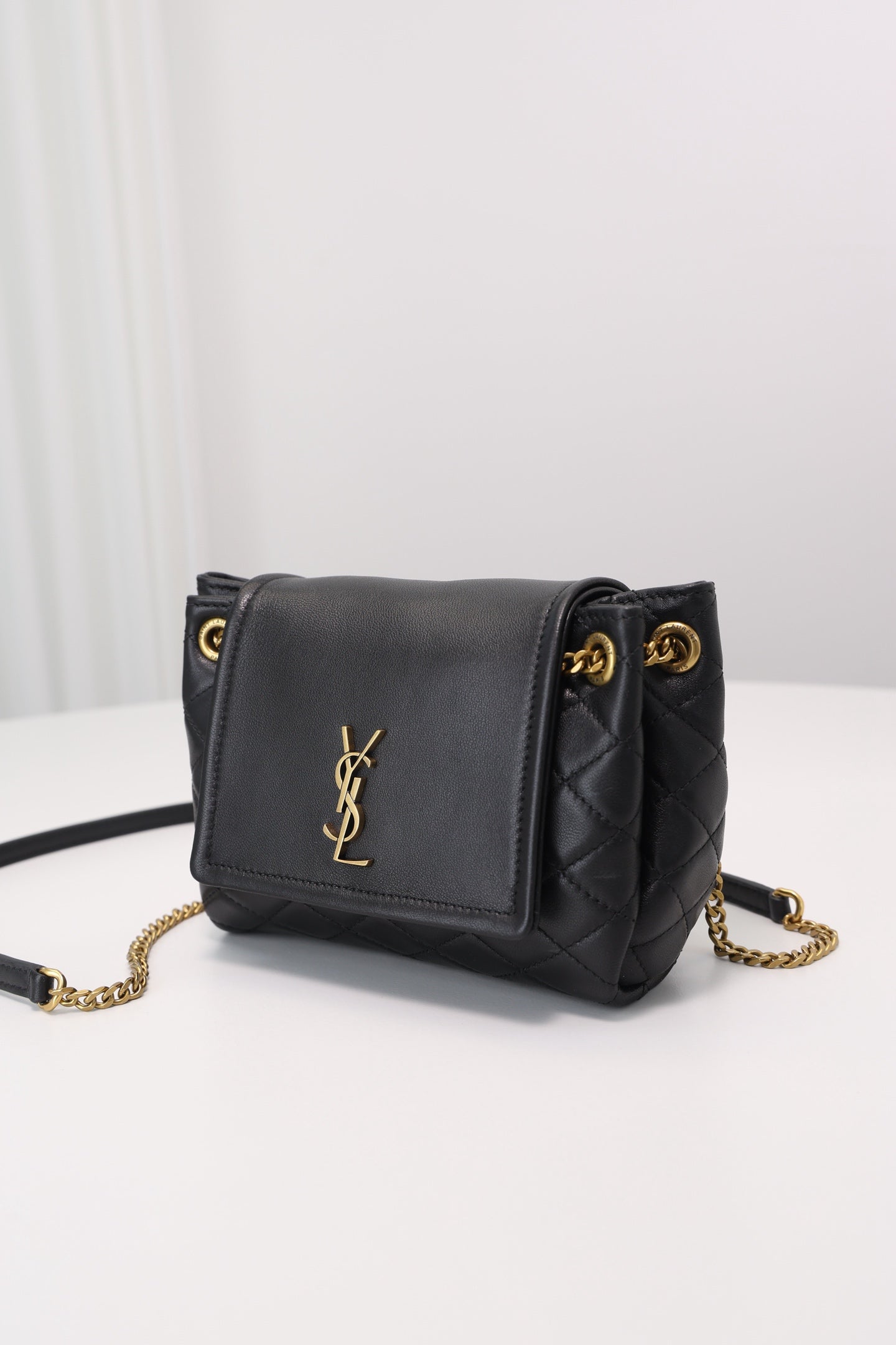 Saint Laurent Nolita Mini Flap Bag — Black with Gold Hardware