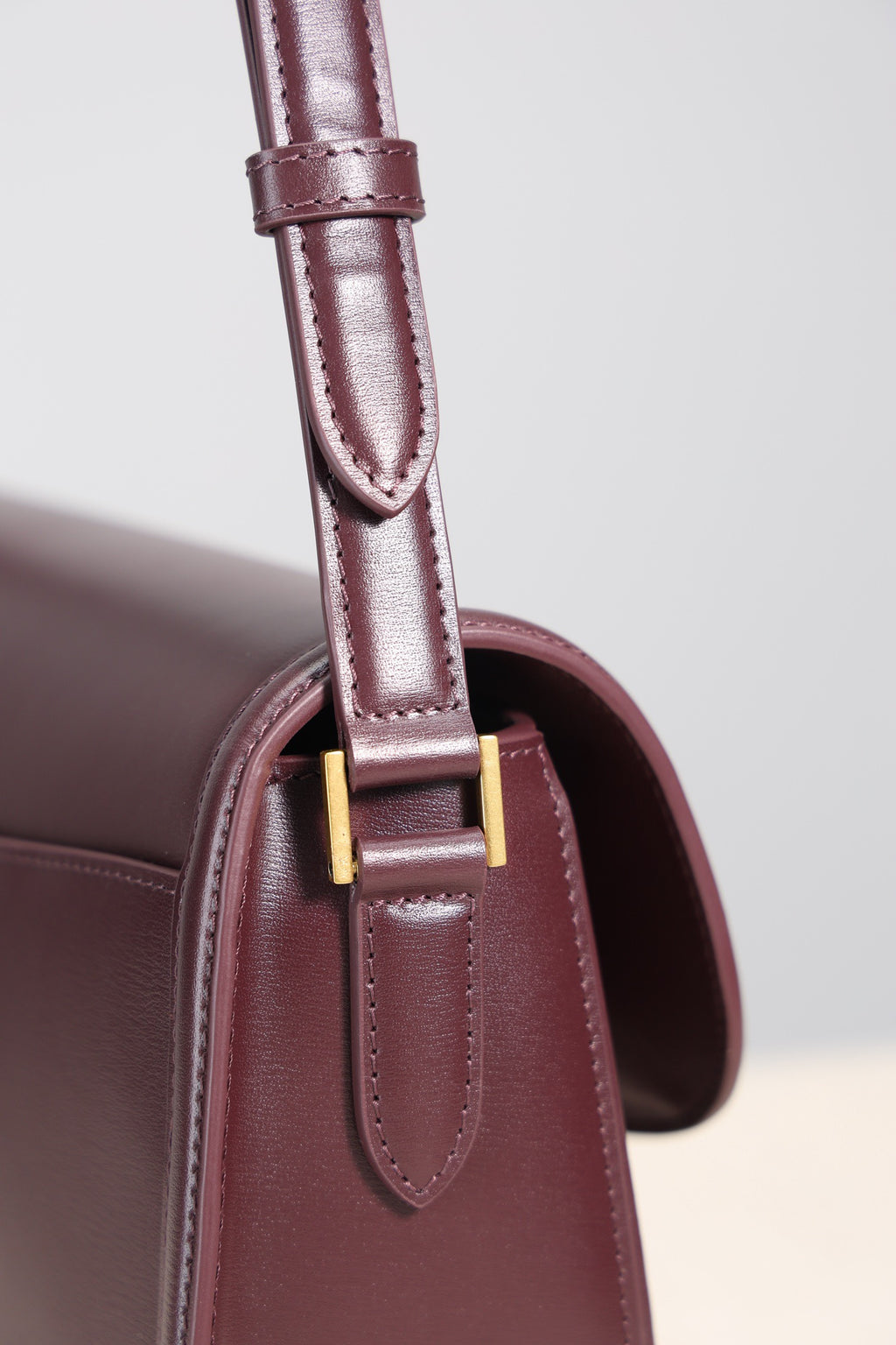 Saint Laurent Solfegino Small Bag — Burgundy Box Leather with Antique Gold Hardware