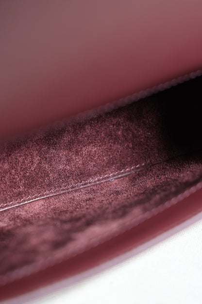 Saint Laurent Solfegino Small Bag — Burgundy Box Leather with Antique Gold Hardware