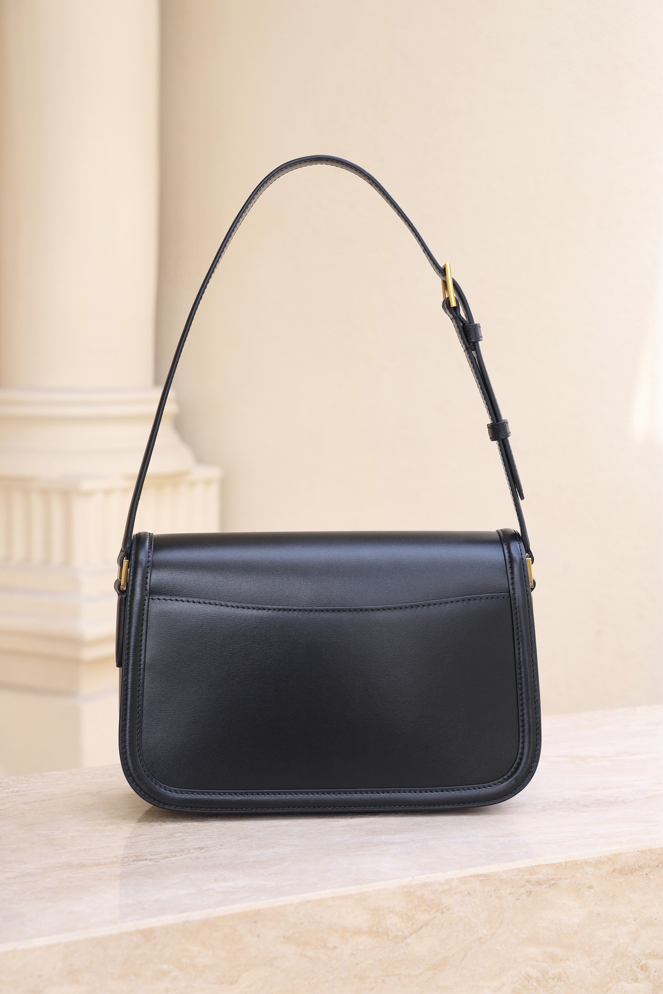 Saint Laurent Solfegino Small Bag — Black Box Leather with Antique Gold Hardware