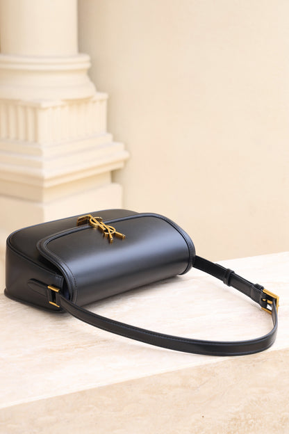 Saint Laurent Solfegino Small Bag — Black Box Leather with Antique Gold Hardware