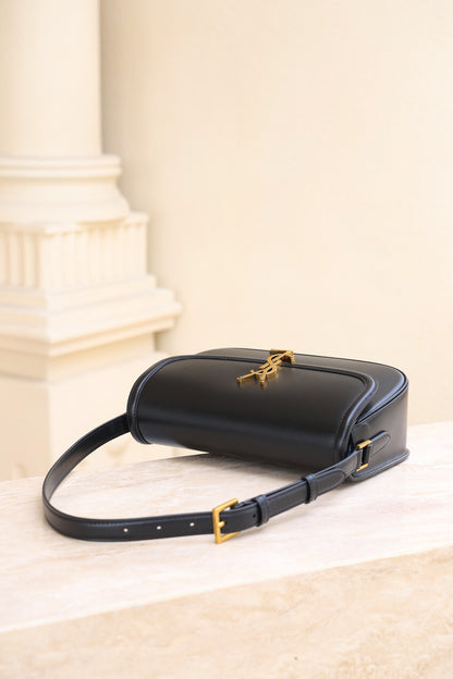 Saint Laurent Solfegino Small Bag — Black Box Leather with Antique Gold Hardware