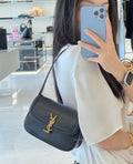 Saint Laurent Solfegino Small Bag — Black Box Leather with Antique Gold Hardware